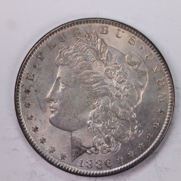 1886 Morgan Silver Dollar., Mint State., Un-Circulated Coin, Store #DR0556