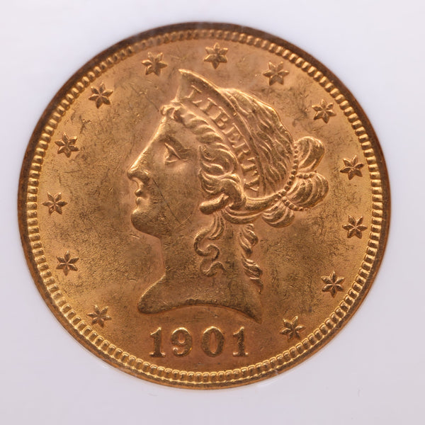 1901 $10, Gold Eagle, Certified and Graded, NGC MS-61, Store Sale #G0138.