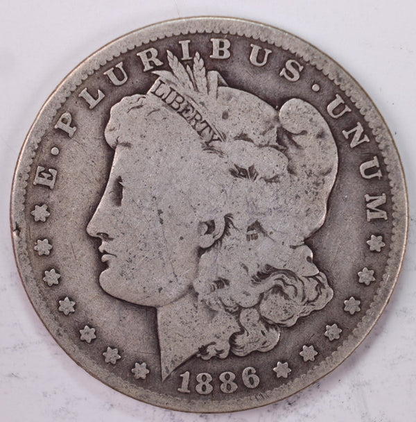 1886-O Morgan Silver Dollar., Very Good., Circulated Coin, Store #DR0558