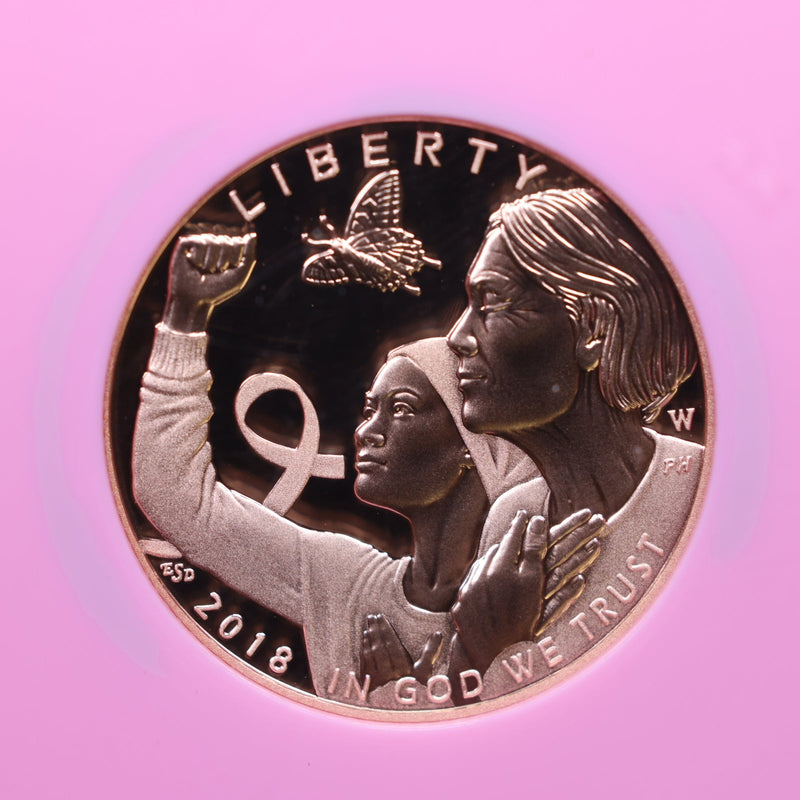 2018-W $5, Breast Cancer, Commemorative Gold Coin, ANACS PR70, Store