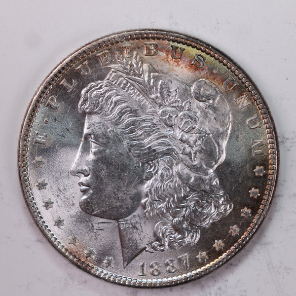 1887 $1., Morgan Silver Dollar., Mint State., Un-Circulated Coin, Store #DR0562