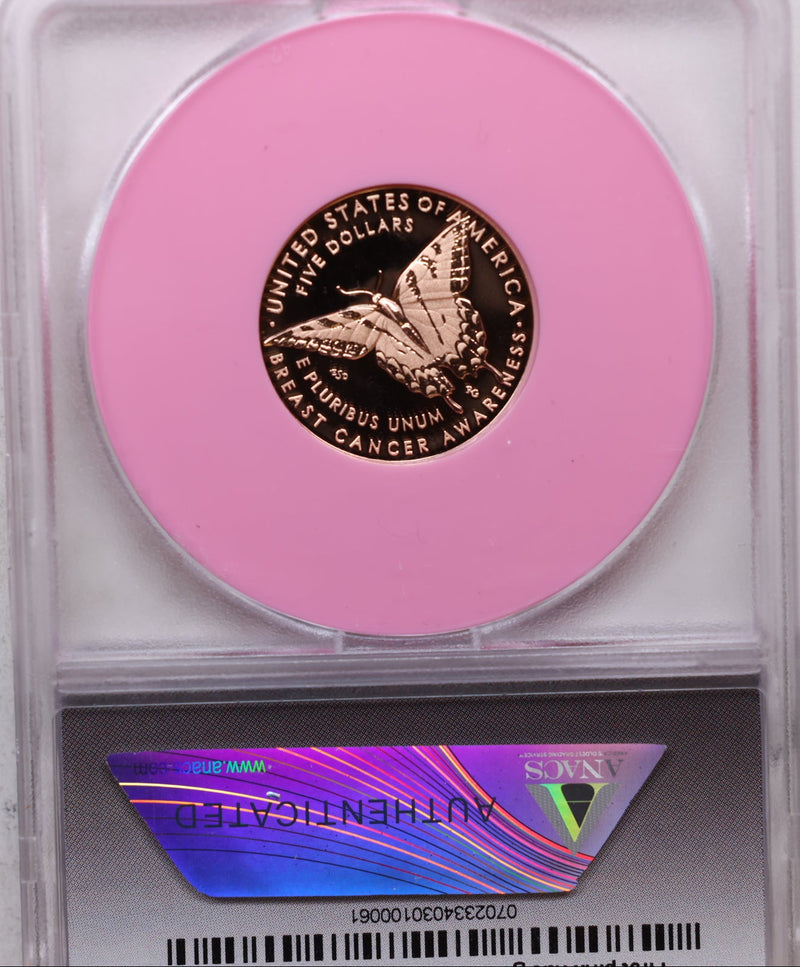 2018-W $5, Breast Cancer, Commemorative Gold Coin, ANACS PR70, Store