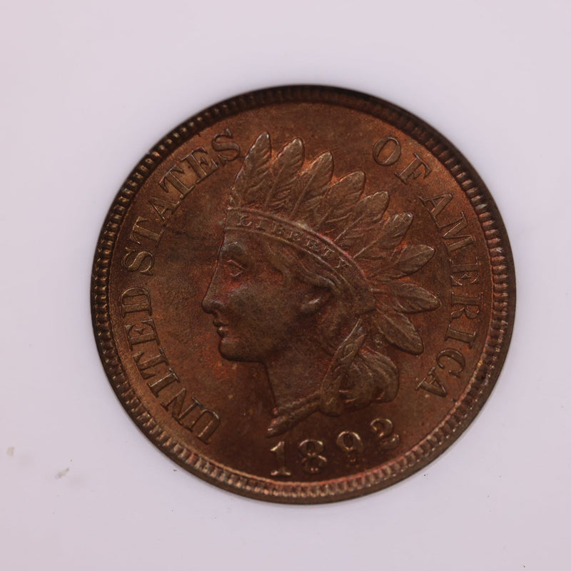 1892 Indian Head Cents., ANACS MS65., Red/Brown., Store