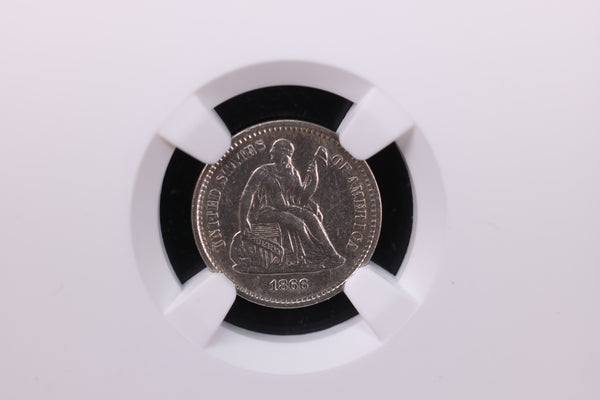 1866-S Seated Liberty Half Dime., NGC Graded AU Details. Store #30003