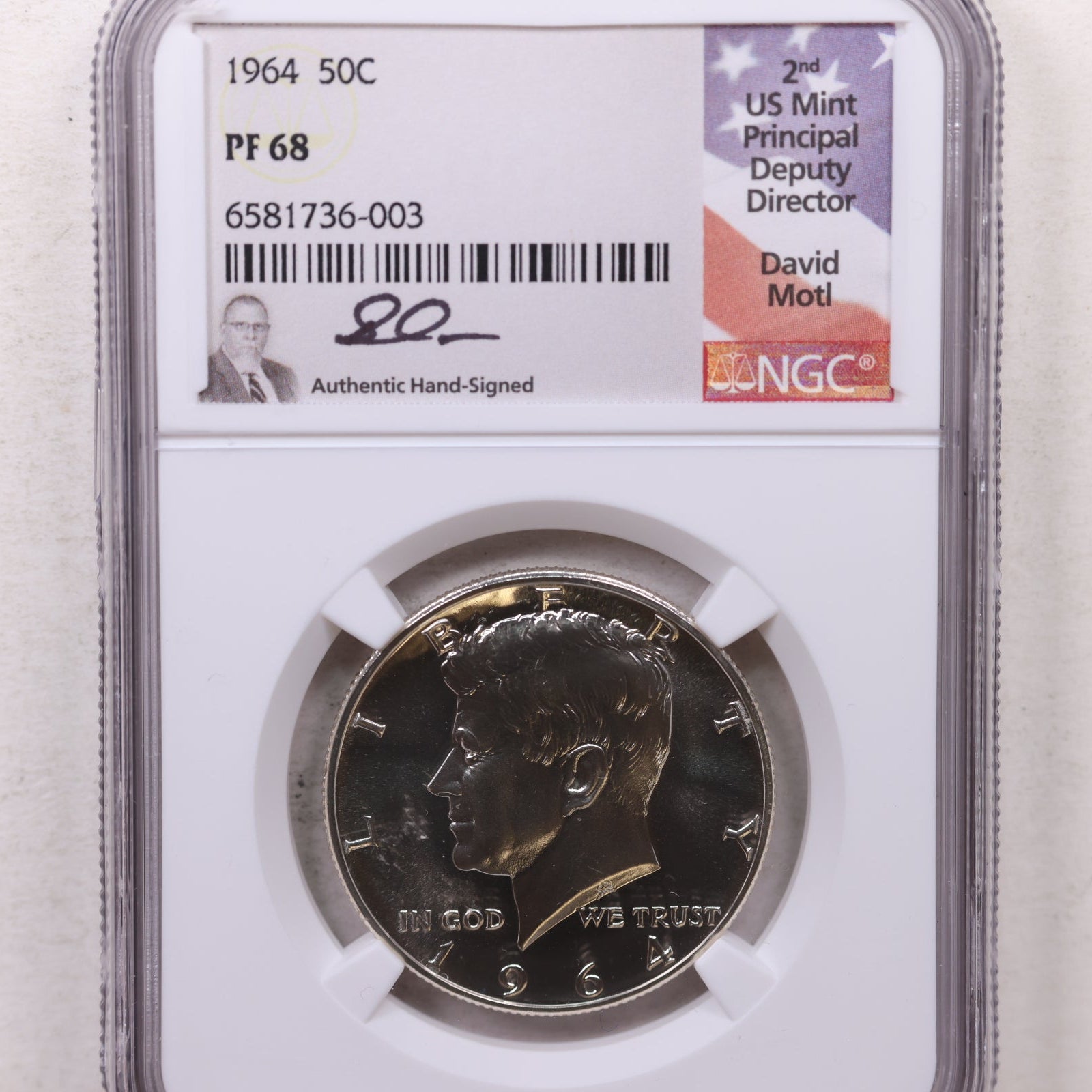 1964 Kennedy Silver Half Dollar, Proof Coin, NGC PF-68, Store #GHR155.