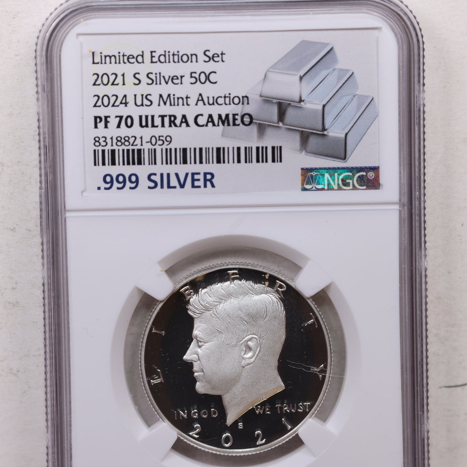 2021-S Kennedy Silver Half Dollar, Proof Coin, NGC PF-70, Store #GHR156.