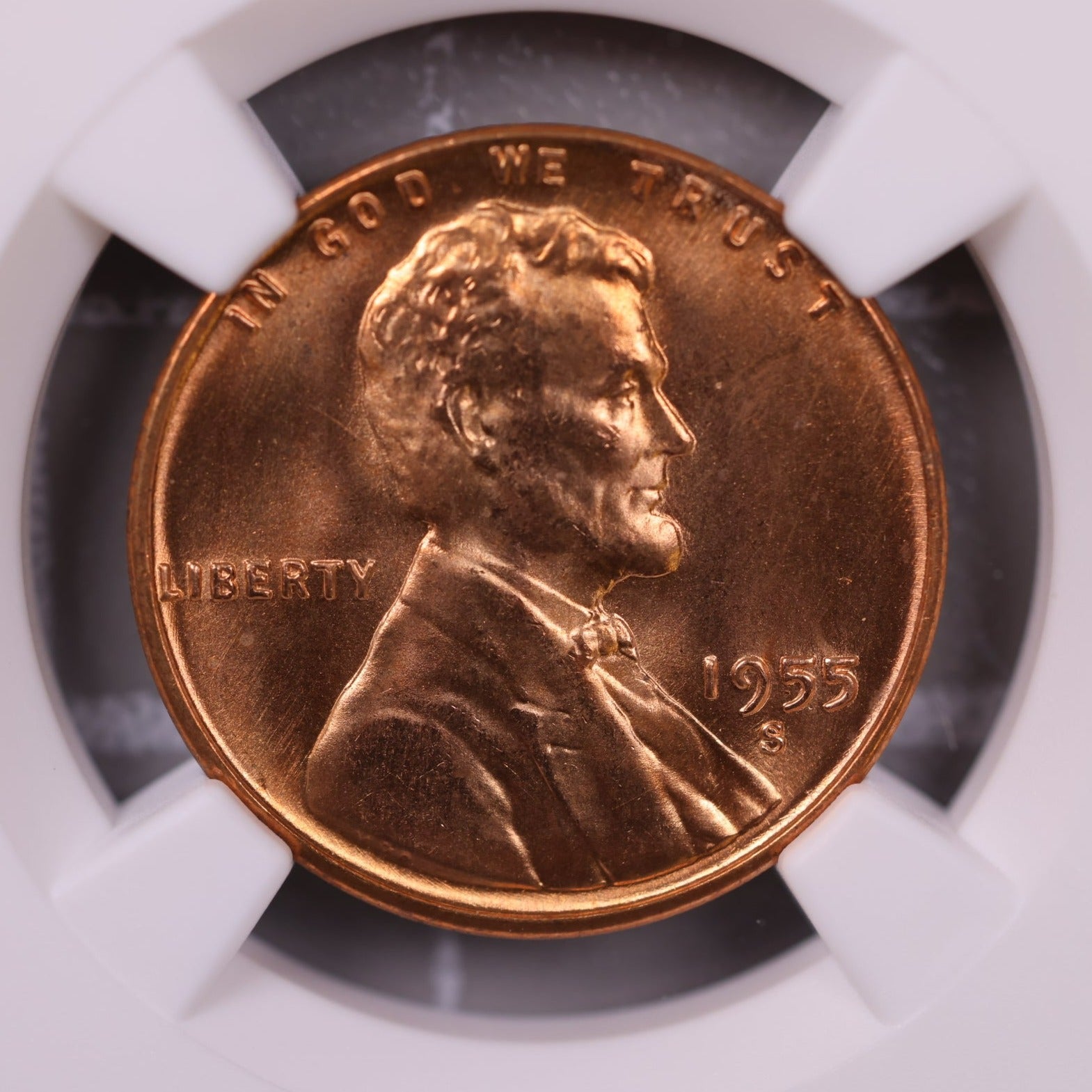 1955-S Lincoln Wheat Cents., NGC MS66 Red., Store #0864