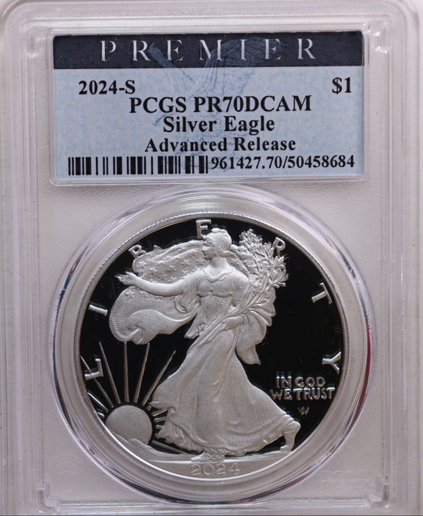 2024-S Proof American Silver Eagle, Premier PCGS PF-70., Store# AE0234.