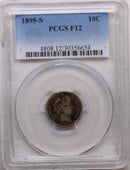 1895-S Barber Silver Dime, Circulated Coin, PCGS Fine-12, Store Sale