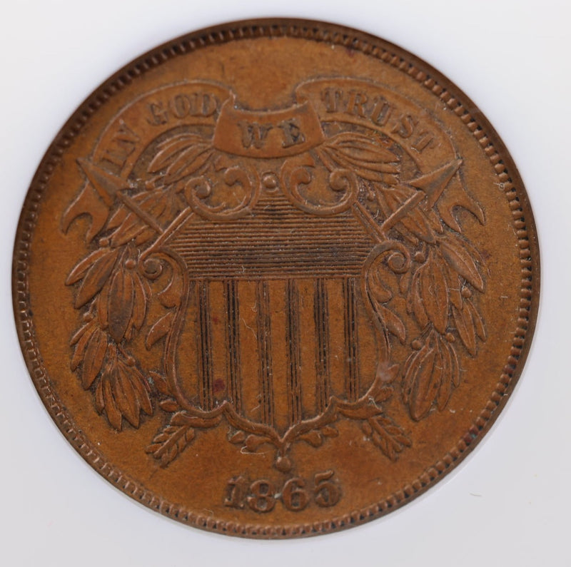 1865 Two Cent Piece., NGC Graded MS-63. Store