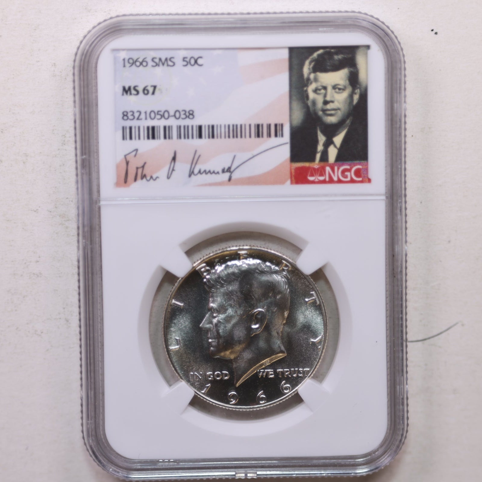 1966 Kennedy Silver Clad Half Dollar, Uncirculated Coin, NGC MS-66, Store #GHR157.