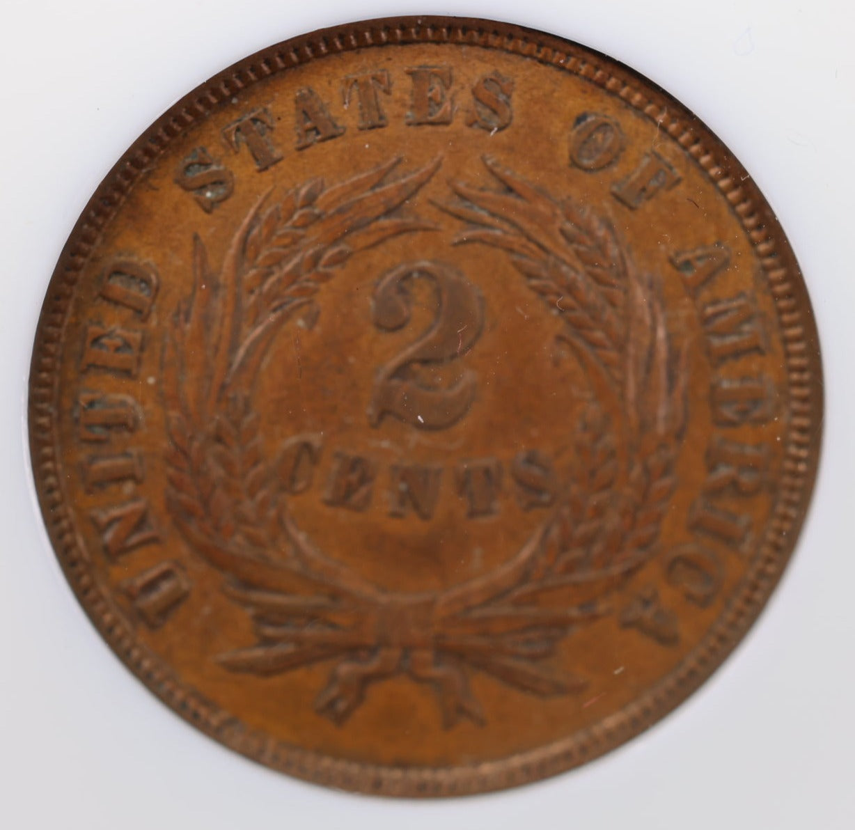 1865 Two Cent Piece., NGC Graded MS-63. Store #30005