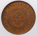 1865 Two Cent Piece., NGC Graded MS-63. Store