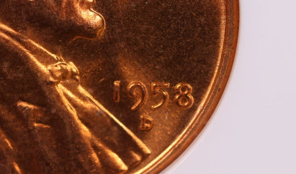 1958-D/D Lincoln Wheat Cents., ANACS MS65 Red. R.P.M.M., Store #0866