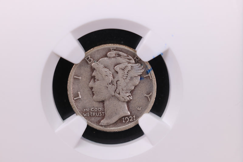 1921-D Mercury Silver Dime., NGC Graded VF-20. Store