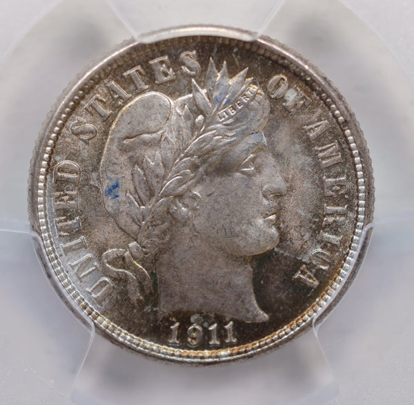 1911 Barber Silver Dime, Uncirculated Coin, PCGS MS-65, Store Sale #DE785.