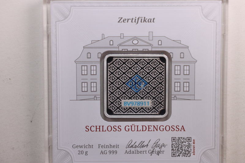 Geiger Original 20 Gram .9999 Silver Bar in Holder. Store Sale S0005.
