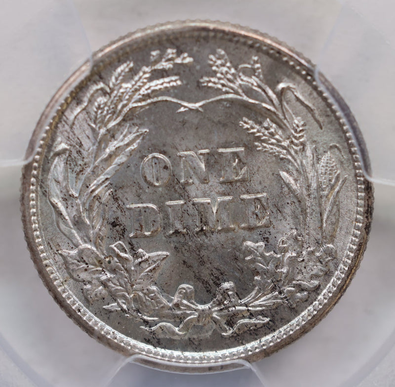 1911 Barber Silver Dime, Uncirculated Coin, PCGS MS-65, Store Sale