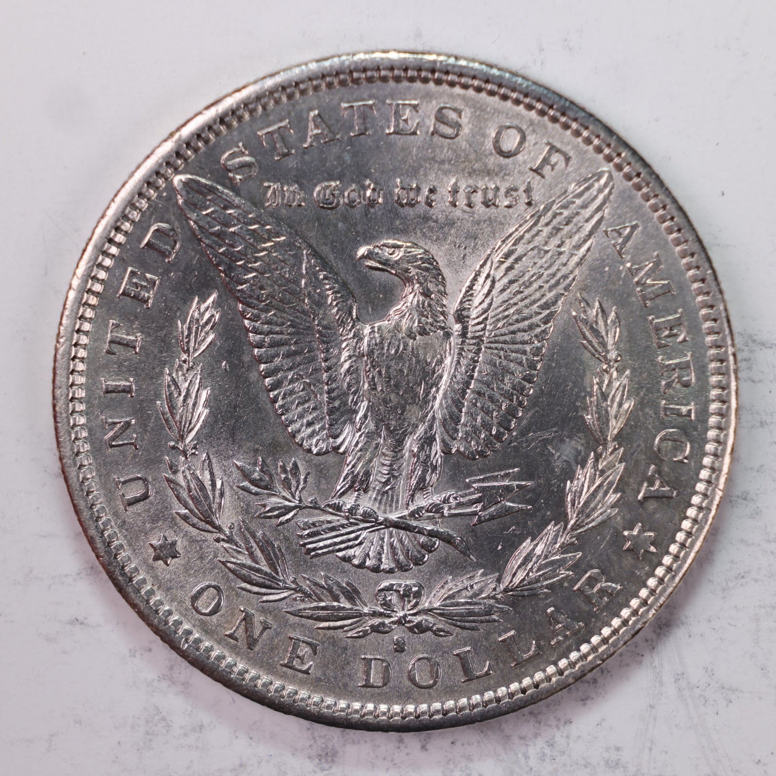 1890-S $1., Morgan Silver Dollar., Mint State., Uncirculated Coin, Store #DR0575