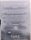 Fender guitar coin packaging with text and PAMP logo on a white background