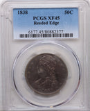 1838 Cap Bust Half Dollar, Reeded Edge, PCGS XF-45, Store Sale