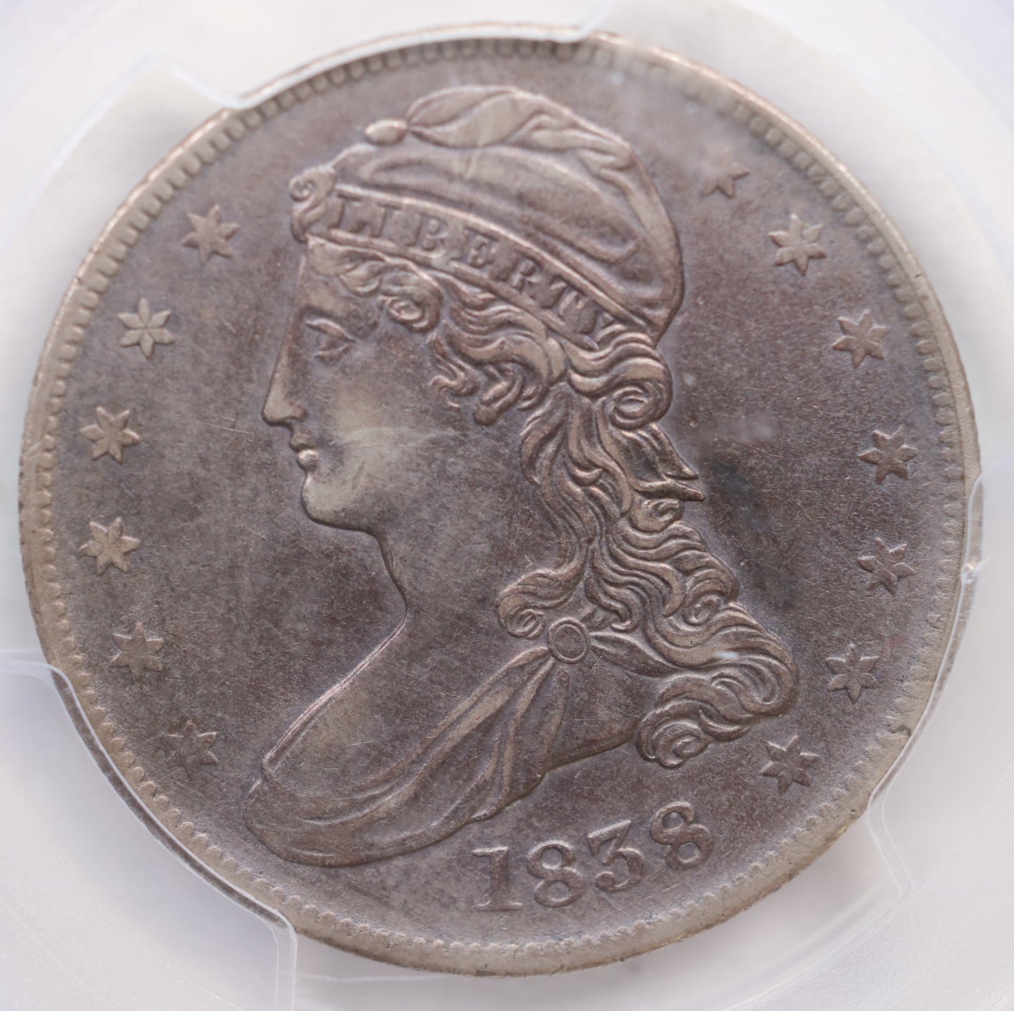 1838 Cap Bust Half Dollar, Reeded Edge, PCGS XF-45, Store Sale #GHR094
