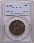 1856-O Seated Liberty Half Dollar, Circulated Coin, PCGS XF-45, Store