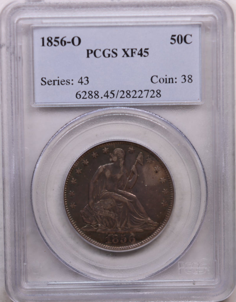 1856-O Seated Liberty Half Dollar, Circulated Coin, PCGS XF-45, Store