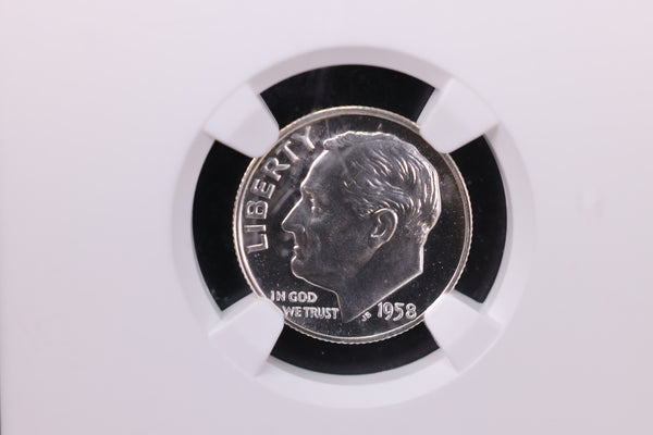 1958 Roosevelt Proof Silver Dime., NGC Graded PF-68. Store #30010