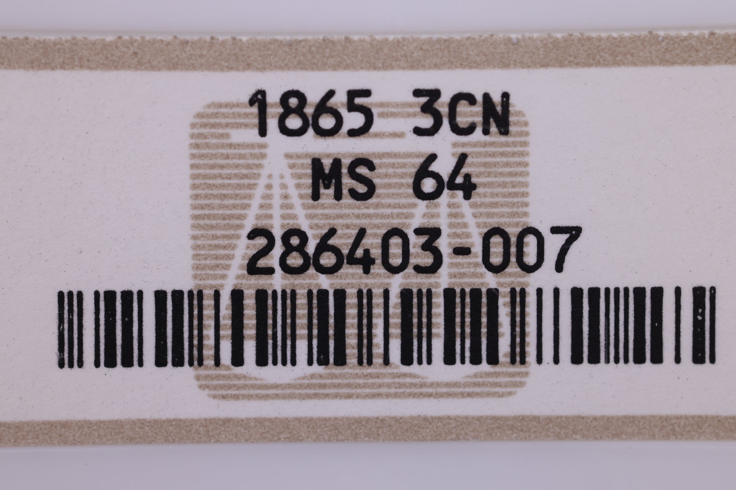 1865 3 Cent Nickel ., (CN)., NGC MS-64., Store #0869