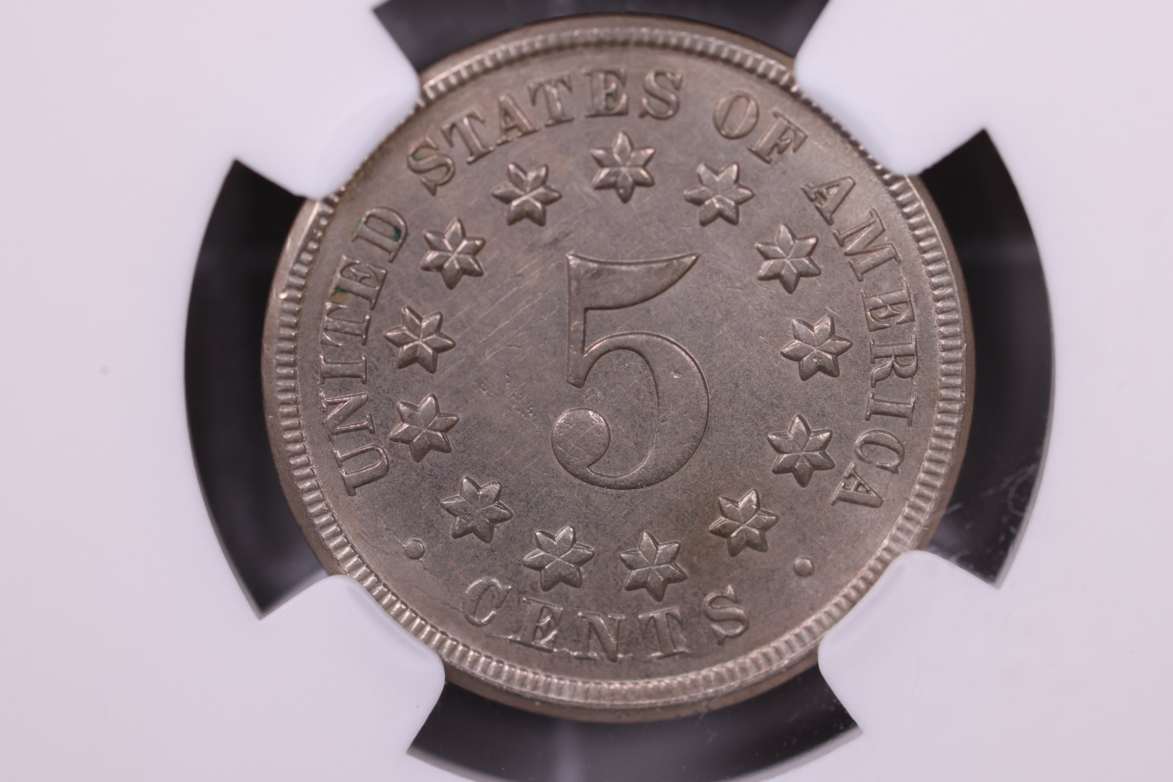1867 Shield Nickel., 1867 over 1867, VP-015., NGC MS-61., Store #0871