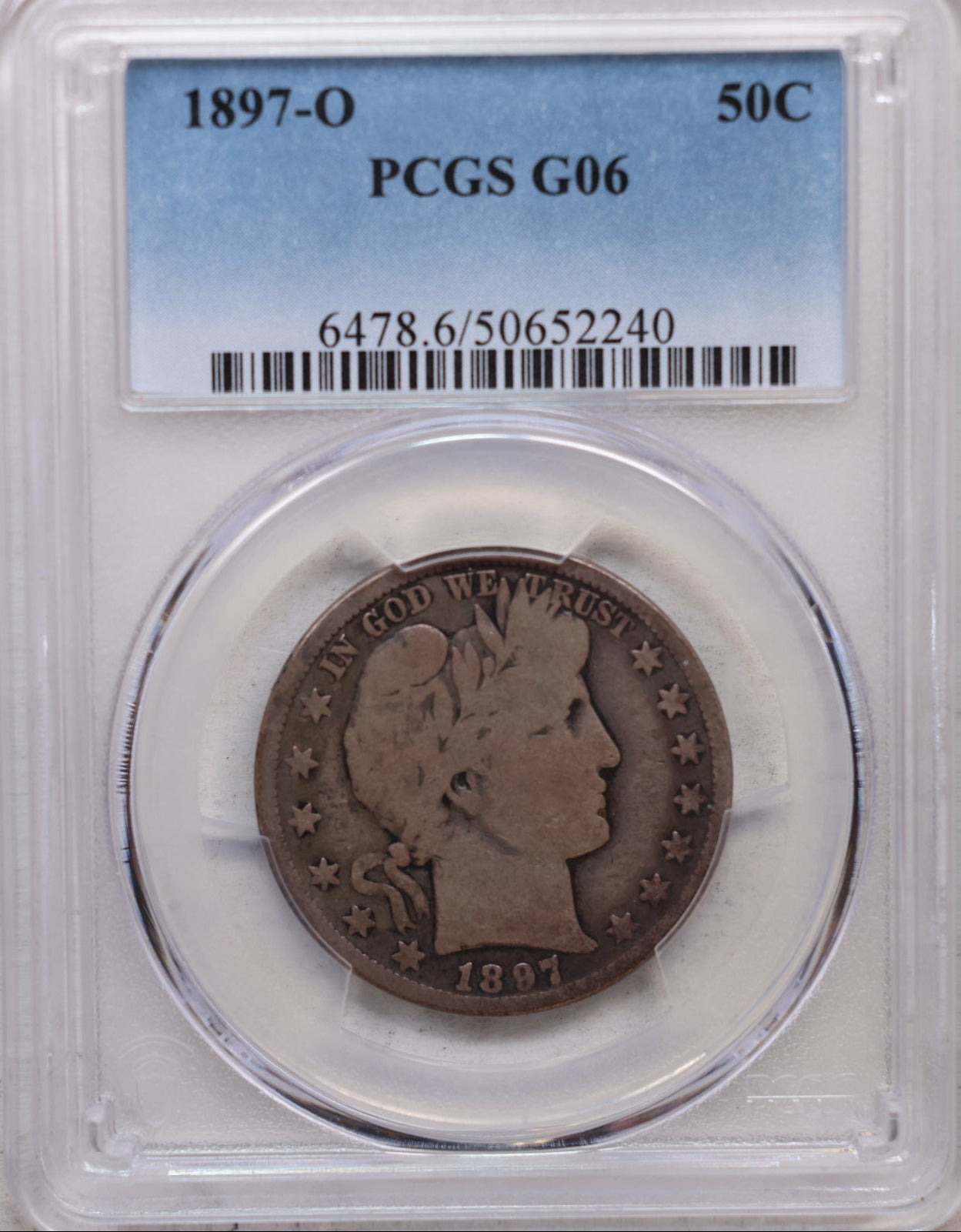 1897-O Barber Half Dollar, Circulated Coin, PCGS G-06, Store Sale #HR0753.