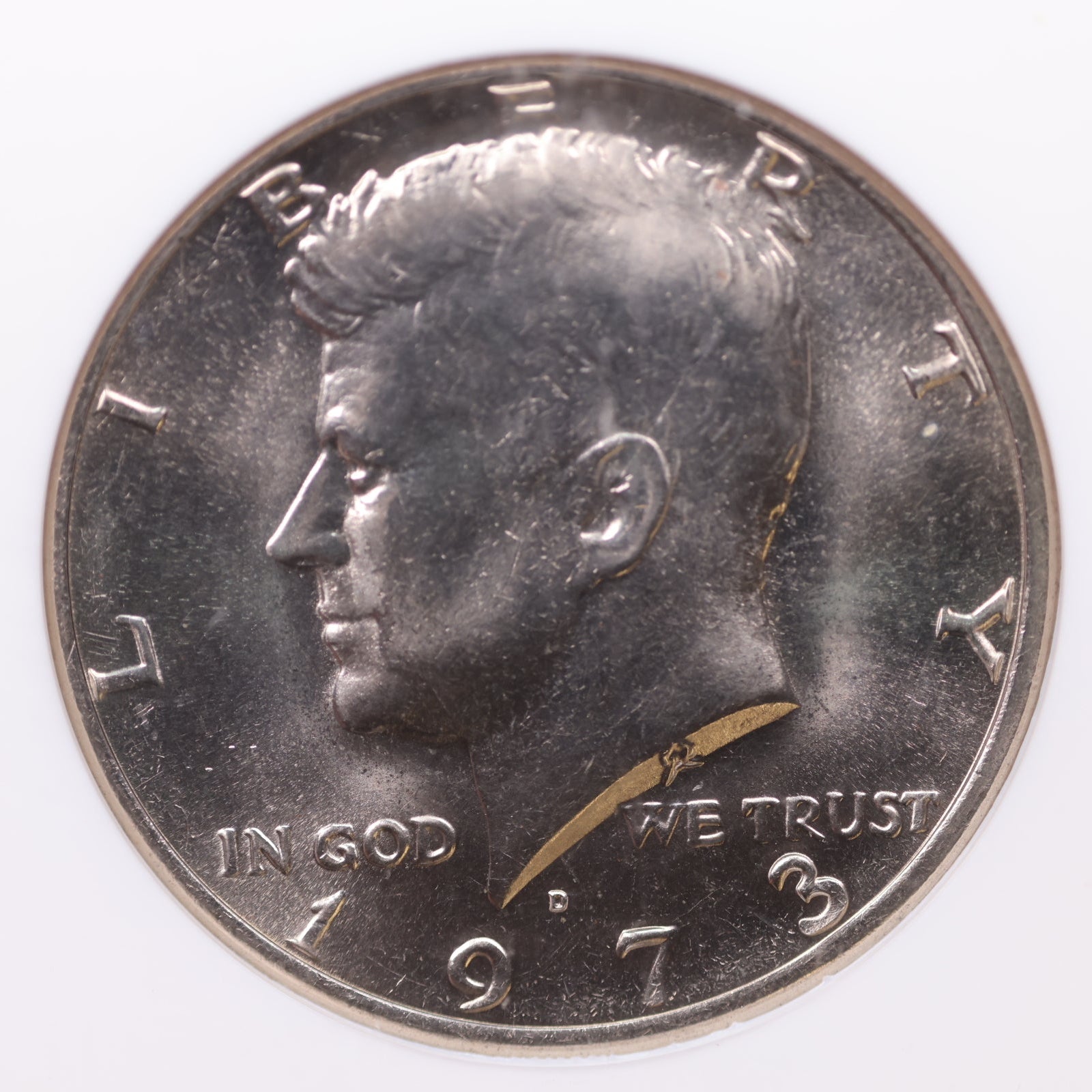 1973-D Kennedy Clad Half Dollar, Uncirculated Coin, NGC MS-67, Store #GHR165.