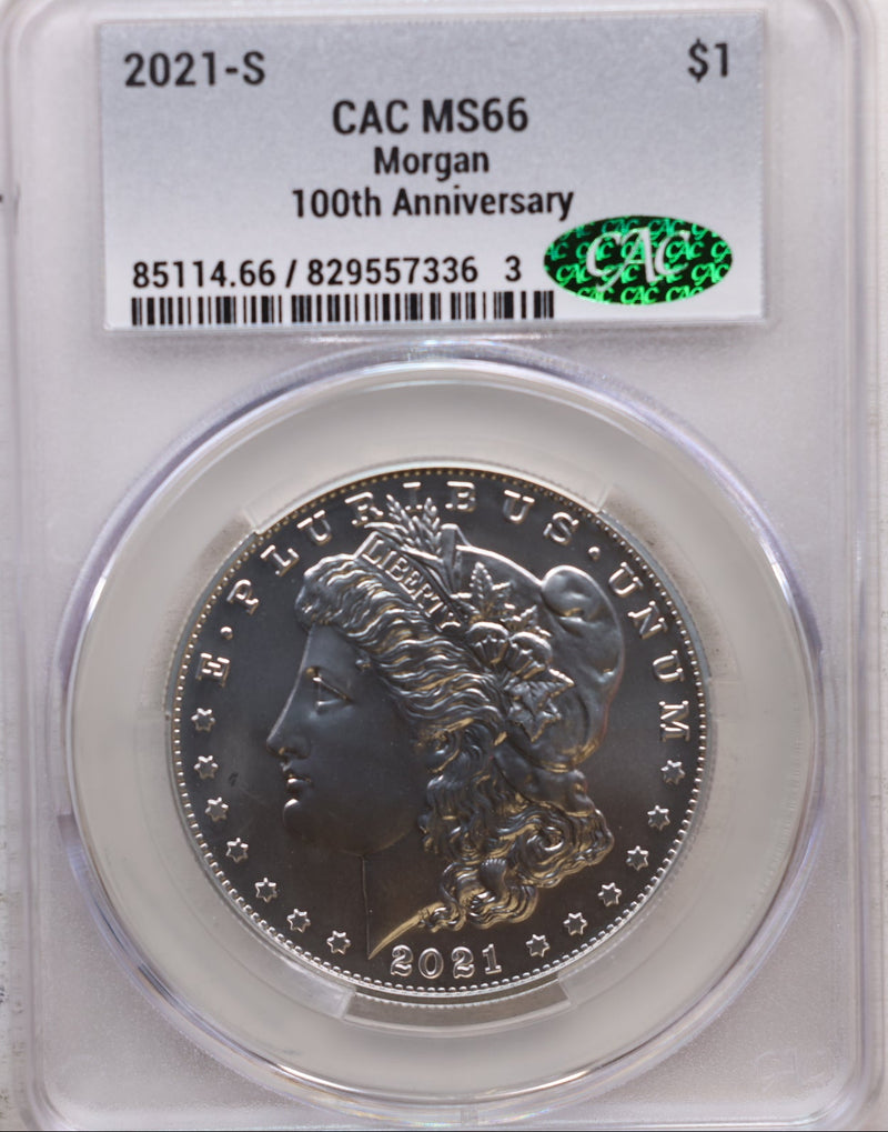 2021-(S) Morgan 100th Anniversary Commemorative, CAC MS-66, Store