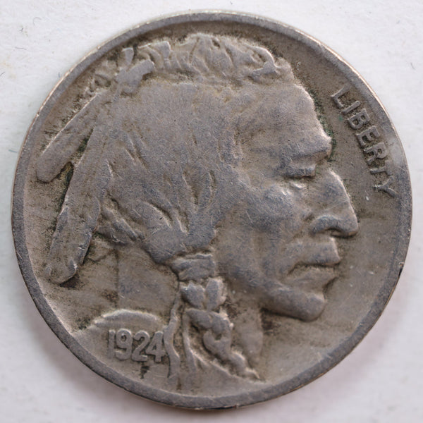 1924-D Buffalo Nickel, Fine+ Circulated Coin, Store #NL603