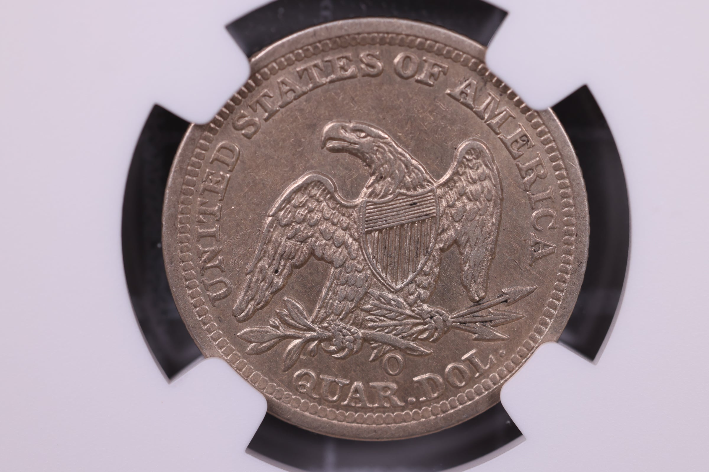 1851-O Seated Liberty Quarter., Very Tough Date., NGC AU-53., Store #0878