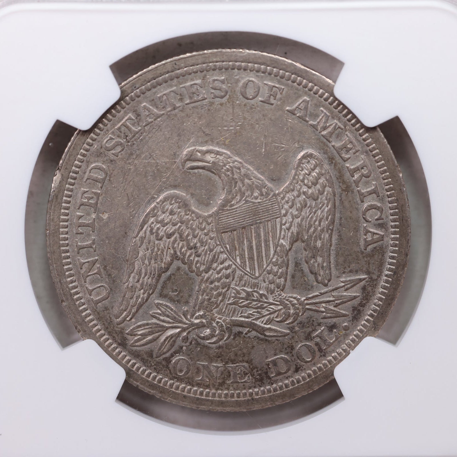1845 Seated Liberty Silver Dollar, Circulated Coin, NGC AU-53, Store #