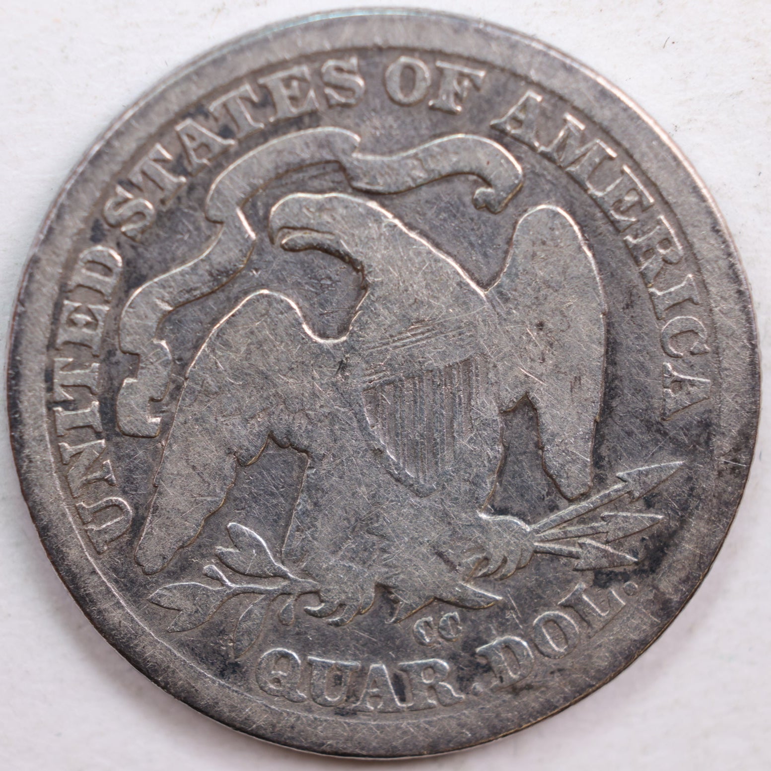 1877-CC Seated Liberty Quarter, Very Good Circulated Coin, Store #QR591