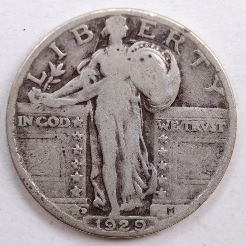1929-D Standing Liberty Quarter, Very Good Circulated Coin, Store