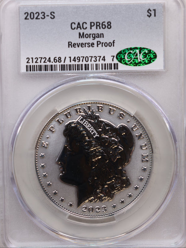 2023-S Morgan Dollar Commemorative, Reverse Proof, CAC PF-68. Store Sale #GMC279.