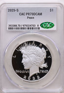 2025-S Peace Dollar Commemorative, GEM Proof, CAC PF-70. Store Sale