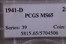 1941-D Washington Silver Quarter., PCGS MS-65., Store