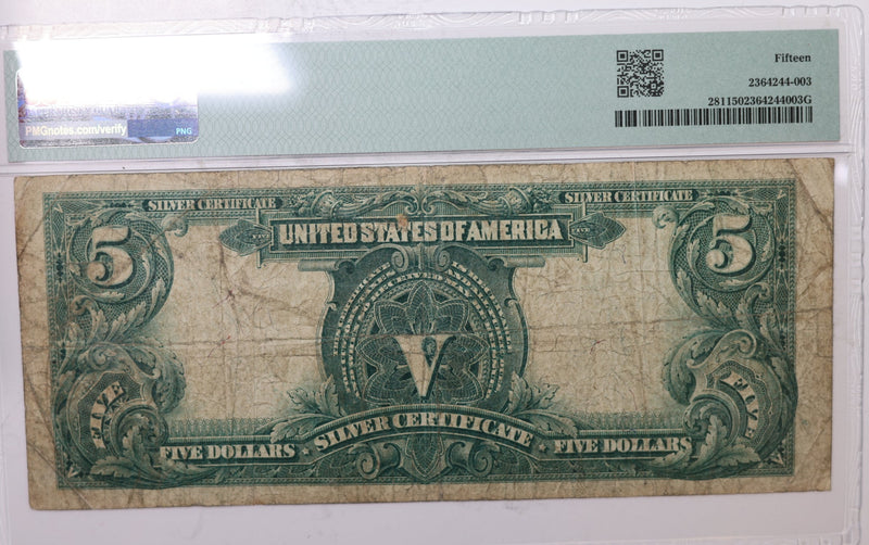 1899 $5., Silver Certificate., "CHIEF"., PMG Fine 15., Nice Collectible Note. Store GSLC002
