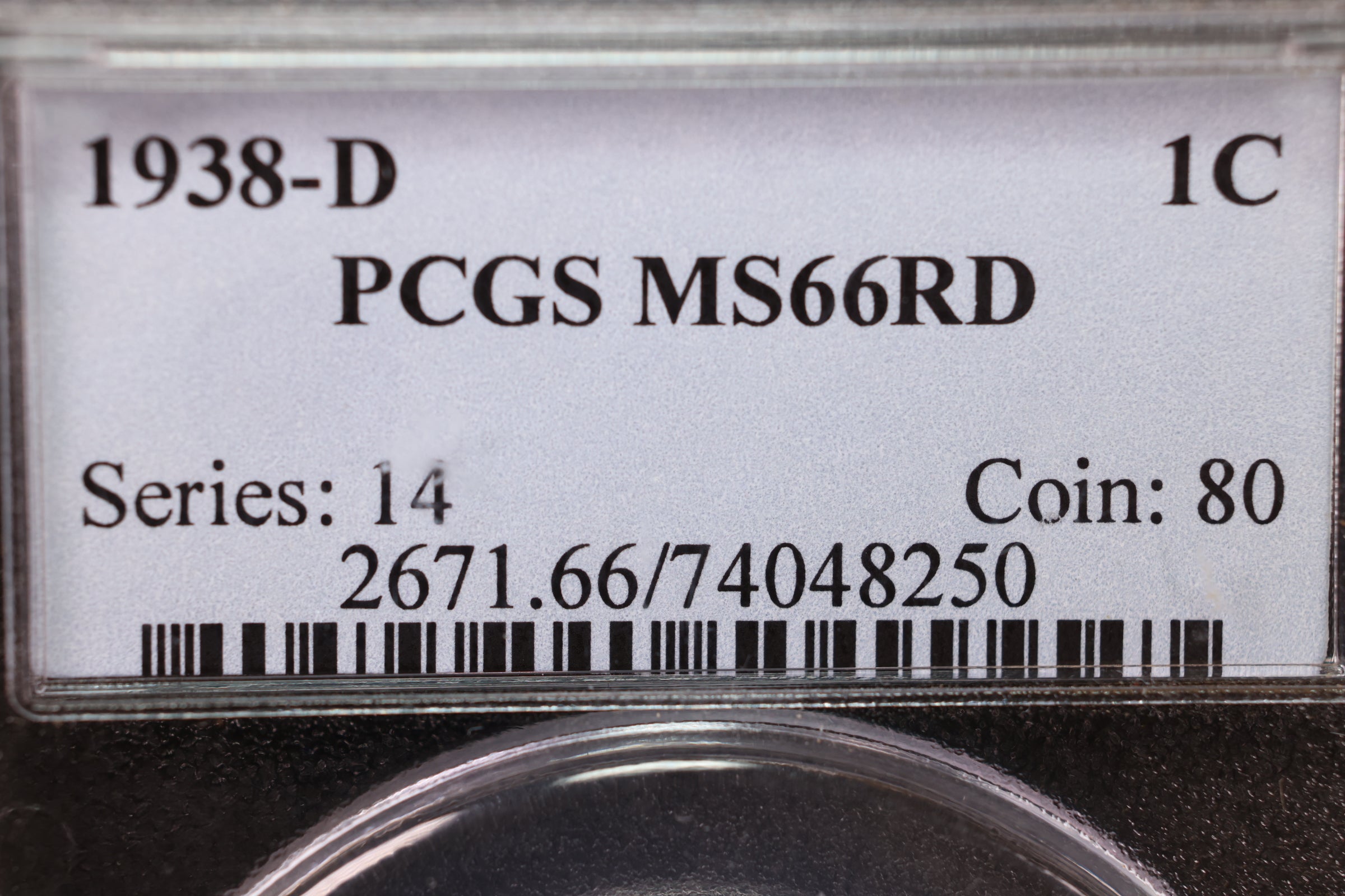 1938-D Lincoln Wheat Cents., PCGS Graded MS-66. Store #30029