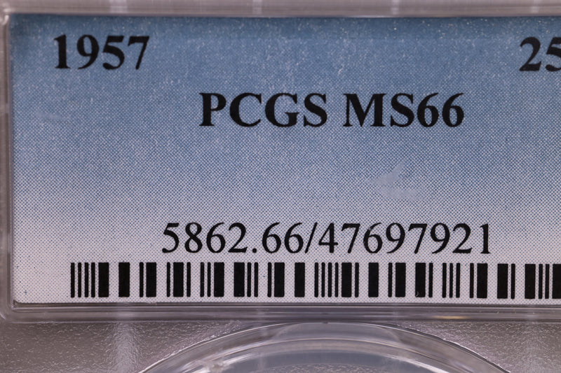 1957 Washington Silver Quarter., PCGS MS-66., Store