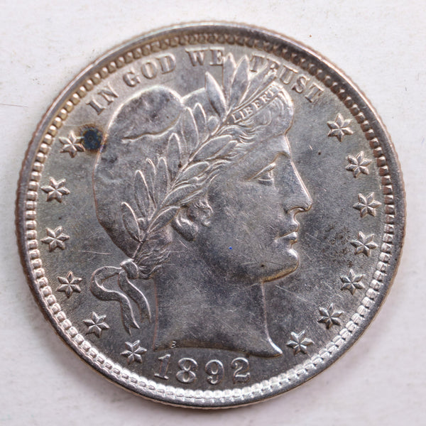 1892 Barber Quarter, Mint State Uncirculated Coin, Store #QR609