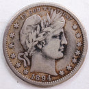 1894-O Barber Quarter, Fine Circulated Coin, Store