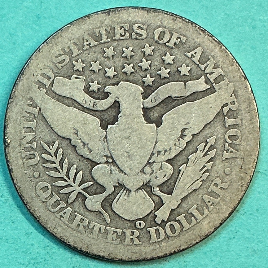 1909-O Barber Quarter., About Good Circulated Details., Store#QR1301