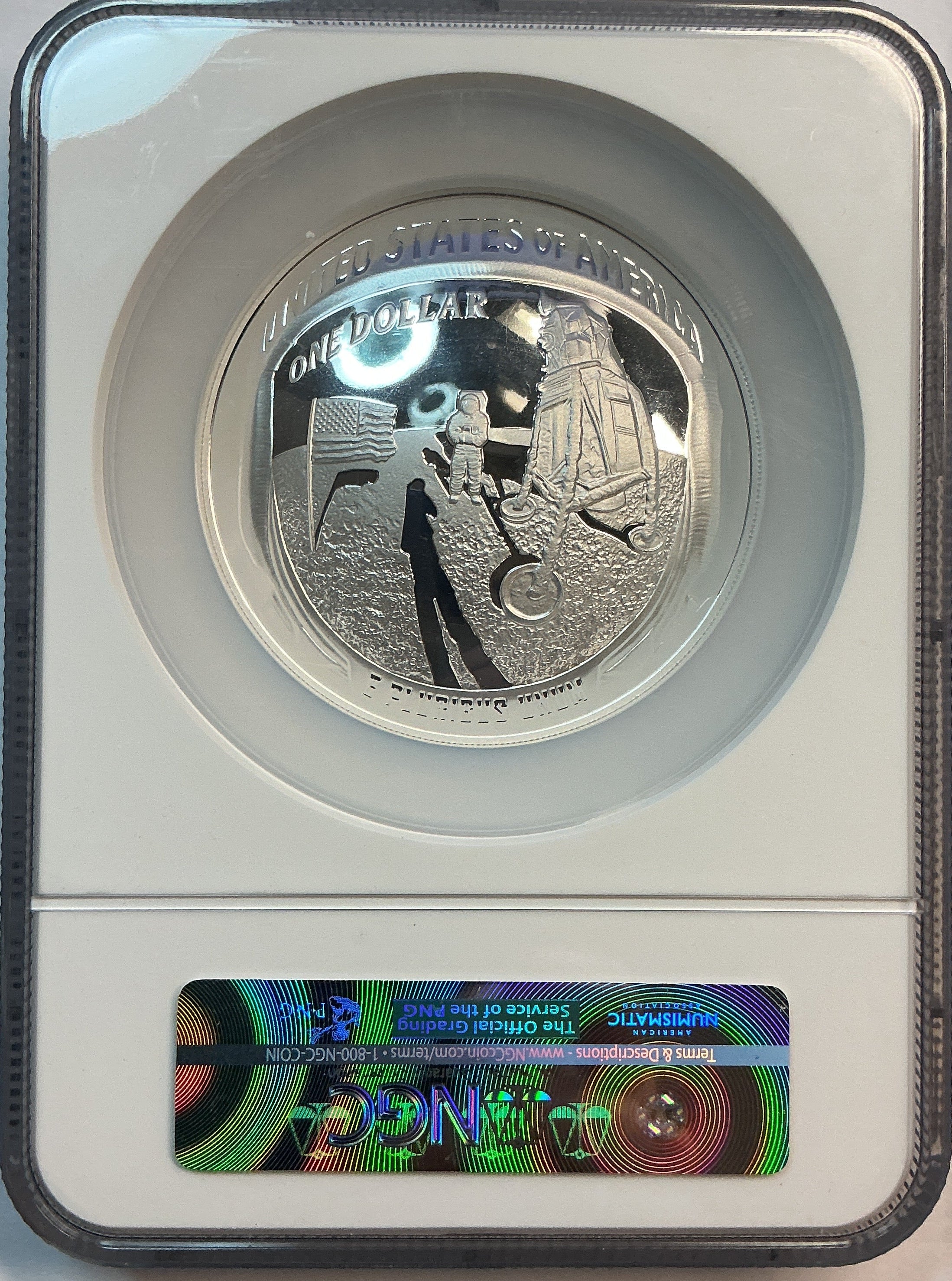2019-P 5oz. Apollo 11 50th Anniversary Silver Dollar, NGC PF-69 Ultra Cameo, Store #SR103