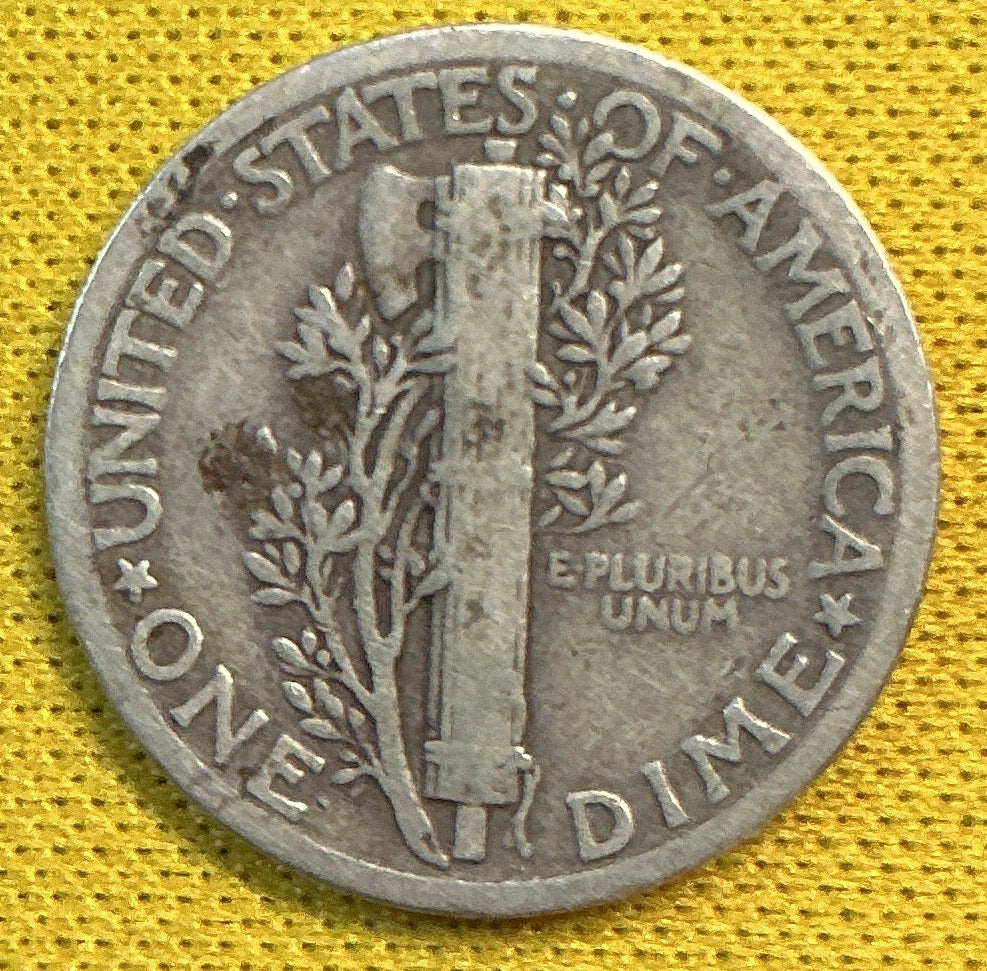 1927 Mercury Dime, Very Good Circulated Coin, Store #DE0601